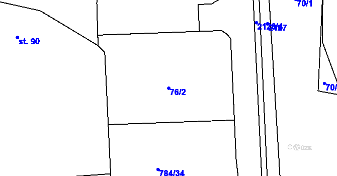 Parcela st. 76/2 v KÚ Žichlice u Hromnic, Katastrální mapa