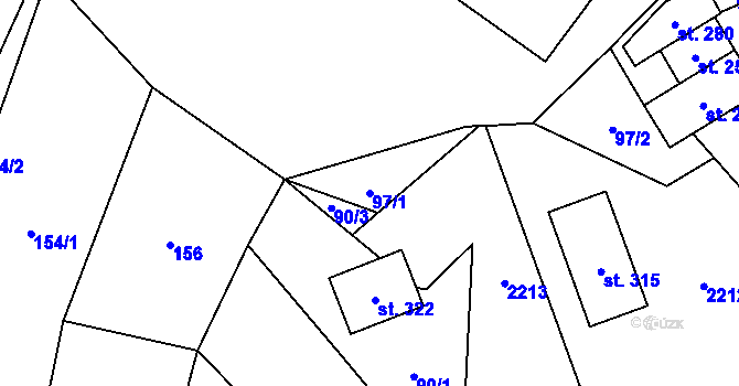 Parcela st. 97/1 v KÚ Žichlice u Hromnic, Katastrální mapa