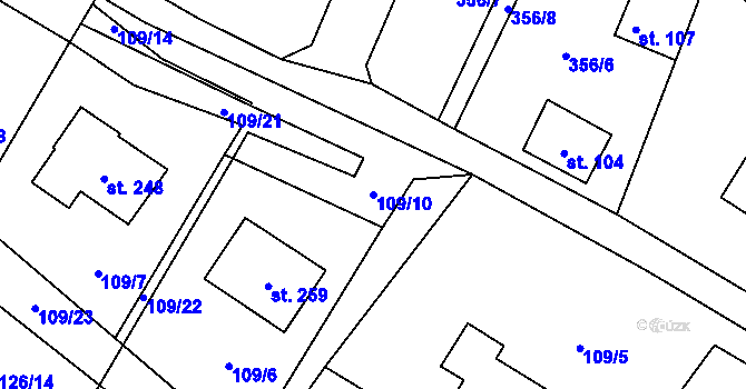 Parcela st. 109/10 v KÚ Žichlice u Hromnic, Katastrální mapa