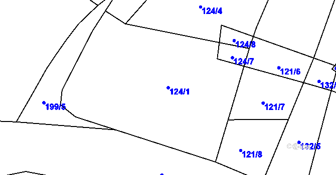 Parcela st. 124/1 v KÚ Žichlice u Hromnic, Katastrální mapa