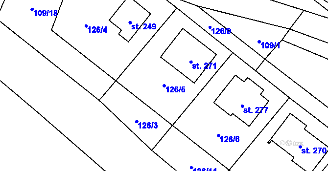 Parcela st. 126/5 v KÚ Žichlice u Hromnic, Katastrální mapa