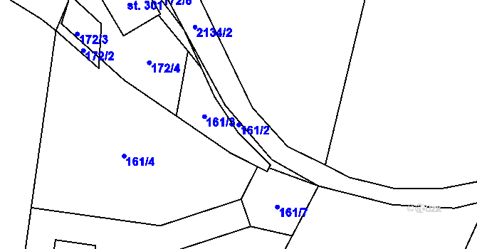 Parcela st. 161/2 v KÚ Žichlice u Hromnic, Katastrální mapa
