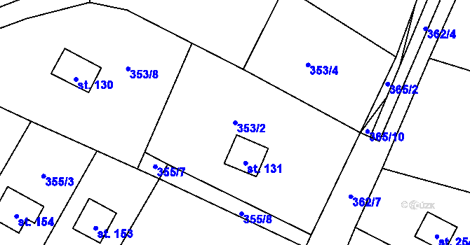 Parcela st. 353/2 v KÚ Žichlice u Hromnic, Katastrální mapa