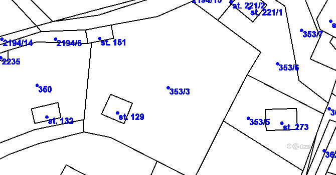 Parcela st. 353/3 v KÚ Žichlice u Hromnic, Katastrální mapa