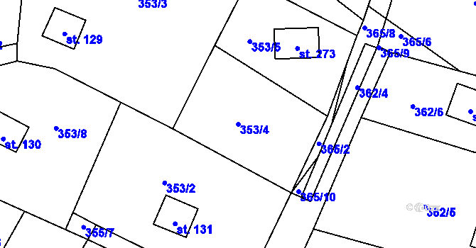 Parcela st. 353/4 v KÚ Žichlice u Hromnic, Katastrální mapa