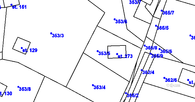 Parcela st. 353/5 v KÚ Žichlice u Hromnic, Katastrální mapa