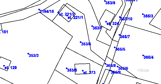 Parcela st. 353/6 v KÚ Žichlice u Hromnic, Katastrální mapa