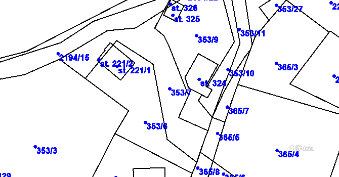 Parcela st. 353/7 v KÚ Žichlice u Hromnic, Katastrální mapa