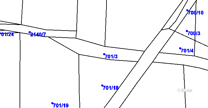 Parcela st. 701/3 v KÚ Žichlice u Hromnic, Katastrální mapa