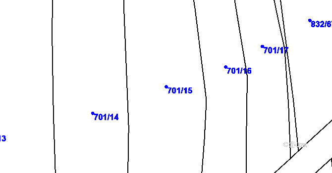 Parcela st. 701/15 v KÚ Žichlice u Hromnic, Katastrální mapa