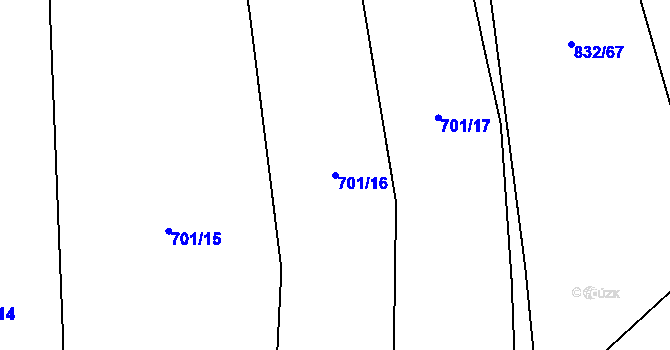 Parcela st. 701/16 v KÚ Žichlice u Hromnic, Katastrální mapa