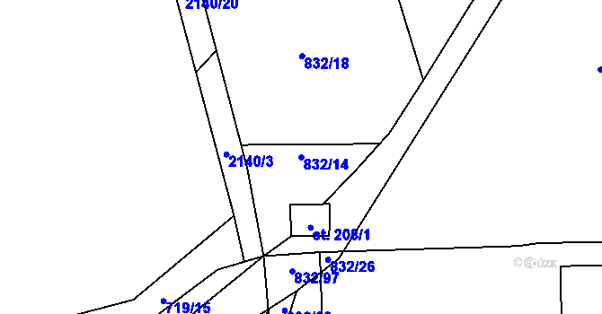 Parcela st. 832/14 v KÚ Žichlice u Hromnic, Katastrální mapa