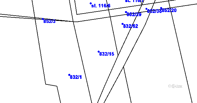 Parcela st. 832/15 v KÚ Žichlice u Hromnic, Katastrální mapa