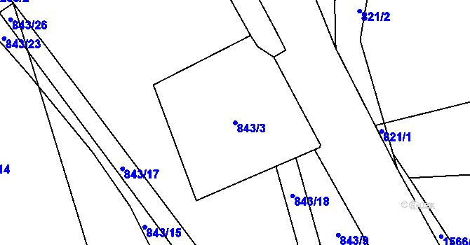 Parcela st. 843/3 v KÚ Žichlice u Hromnic, Katastrální mapa