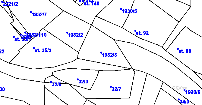 Parcela st. 1932/3 v KÚ Žichlice u Hromnic, Katastrální mapa