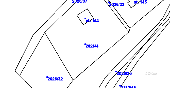 Parcela st. 2026/4 v KÚ Žichlice u Hromnic, Katastrální mapa