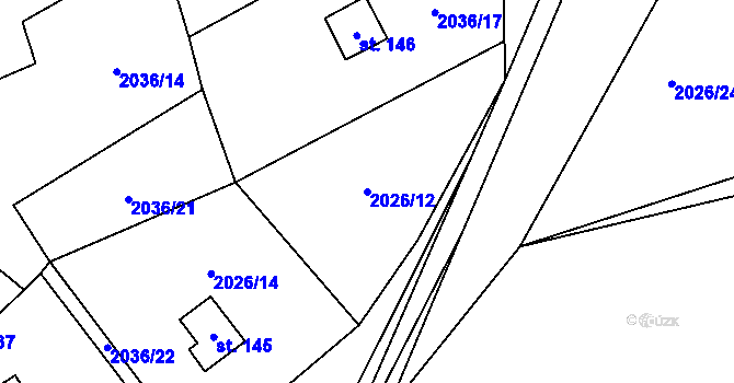 Parcela st. 2026/12 v KÚ Žichlice u Hromnic, Katastrální mapa