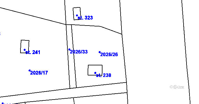 Parcela st. 2026/26 v KÚ Žichlice u Hromnic, Katastrální mapa