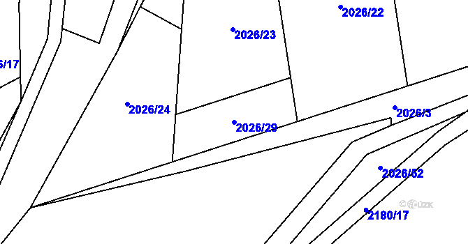 Parcela st. 2026/29 v KÚ Žichlice u Hromnic, Katastrální mapa