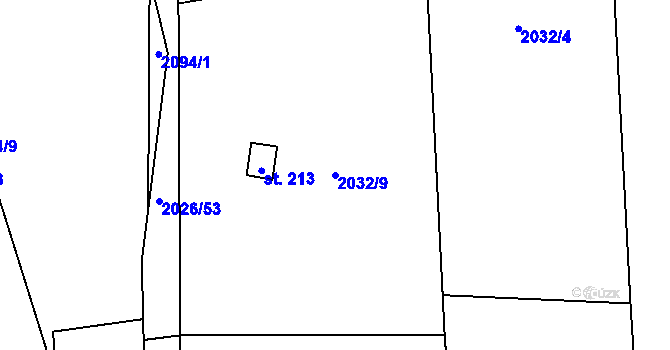 Parcela st. 2032/9 v KÚ Žichlice u Hromnic, Katastrální mapa