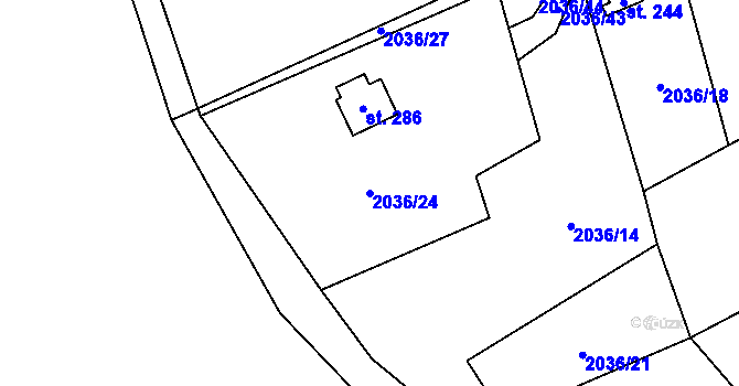 Parcela st. 2036/24 v KÚ Žichlice u Hromnic, Katastrální mapa
