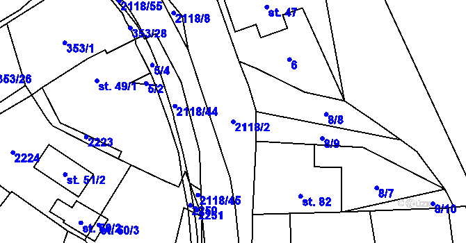 Parcela st. 2118/2 v KÚ Žichlice u Hromnic, Katastrální mapa
