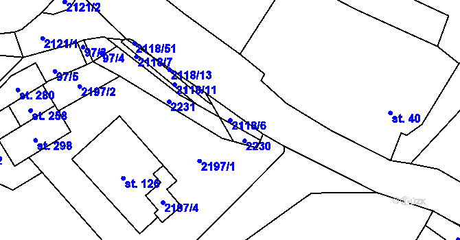 Parcela st. 2118/6 v KÚ Žichlice u Hromnic, Katastrální mapa