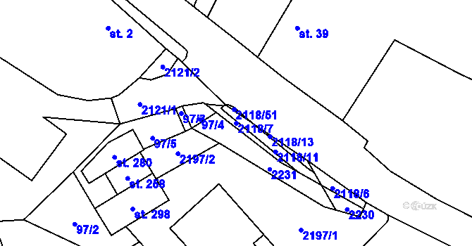 Parcela st. 2118/7 v KÚ Žichlice u Hromnic, Katastrální mapa