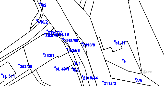 Parcela st. 2118/8 v KÚ Žichlice u Hromnic, Katastrální mapa