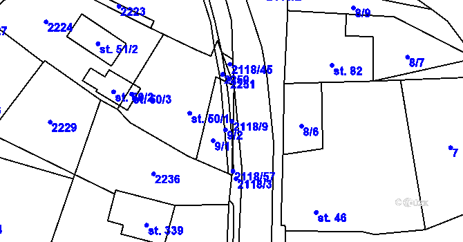 Parcela st. 2118/9 v KÚ Žichlice u Hromnic, Katastrální mapa