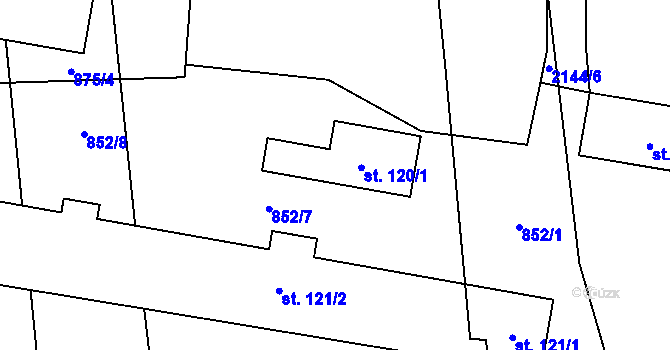 Parcela st. 120/1 v KÚ Žichlice u Hromnic, Katastrální mapa