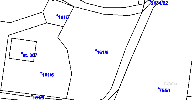 Parcela st. 161/8 v KÚ Žichlice u Hromnic, Katastrální mapa
