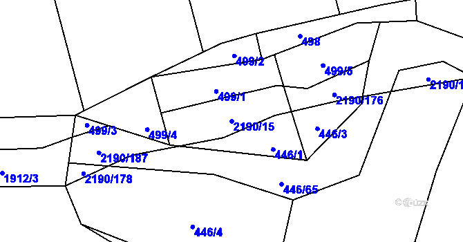 Parcela st. 2190/15 v KÚ Žichlice u Hromnic, Katastrální mapa