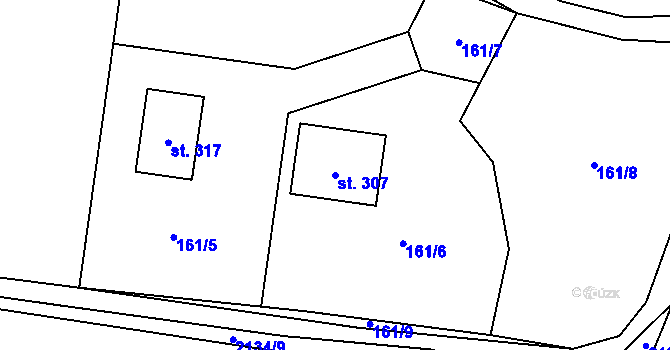 Parcela st. 307 v KÚ Žichlice u Hromnic, Katastrální mapa