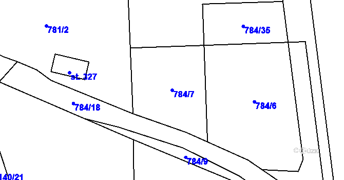 Parcela st. 784/7 v KÚ Žichlice u Hromnic, Katastrální mapa