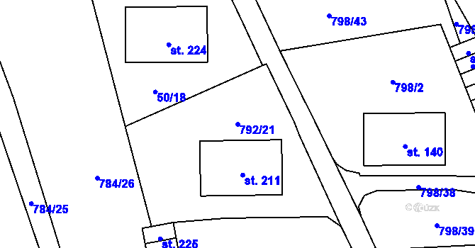 Parcela st. 792/21 v KÚ Žichlice u Hromnic, Katastrální mapa