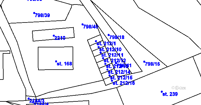 Parcela st. 212/11 v KÚ Žichlice u Hromnic, Katastrální mapa