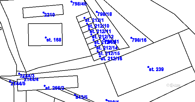 Parcela st. 212/15 v KÚ Žichlice u Hromnic, Katastrální mapa
