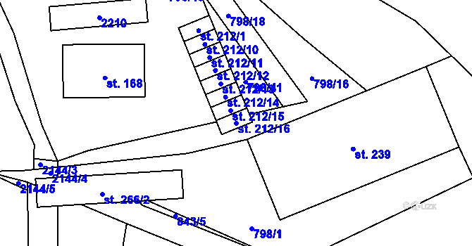 Parcela st. 212/16 v KÚ Žichlice u Hromnic, Katastrální mapa