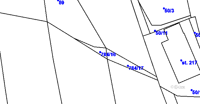 Parcela st. 784/16 v KÚ Žichlice u Hromnic, Katastrální mapa