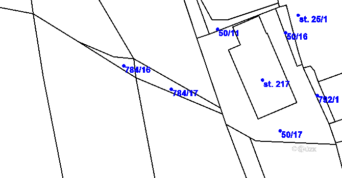 Parcela st. 784/17 v KÚ Žichlice u Hromnic, Katastrální mapa