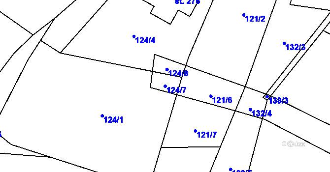 Parcela st. 124/7 v KÚ Žichlice u Hromnic, Katastrální mapa