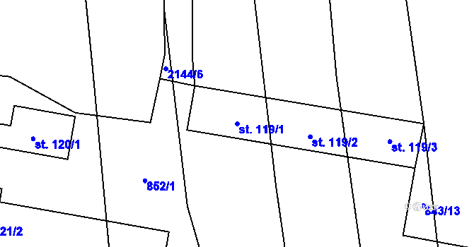 Parcela st. 119/1 v KÚ Žichlice u Hromnic, Katastrální mapa