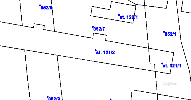 Parcela st. 121/2 v KÚ Žichlice u Hromnic, Katastrální mapa