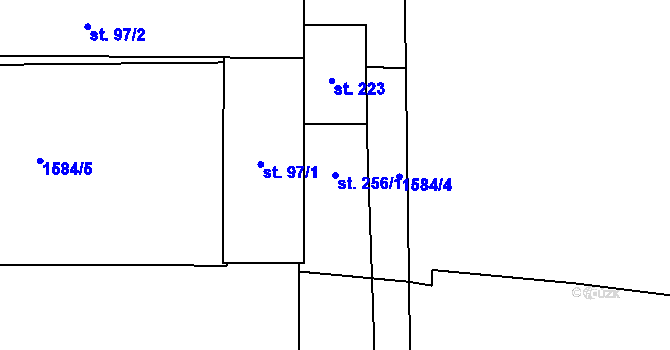 Parcela st. 256/1 v KÚ Žichlice u Hromnic, Katastrální mapa