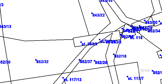 Parcela st. 263/3 v KÚ Žichlice u Hromnic, Katastrální mapa
