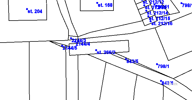 Parcela st. 266/2 v KÚ Žichlice u Hromnic, Katastrální mapa