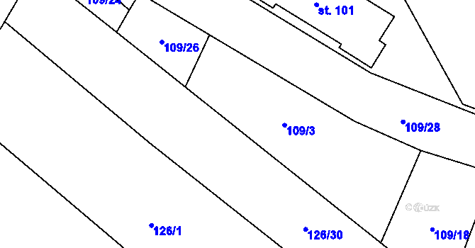 Parcela st. 109/27 v KÚ Žichlice u Hromnic, Katastrální mapa