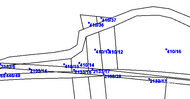 Parcela st. 410/13 v KÚ Žichlice u Hromnic, Katastrální mapa