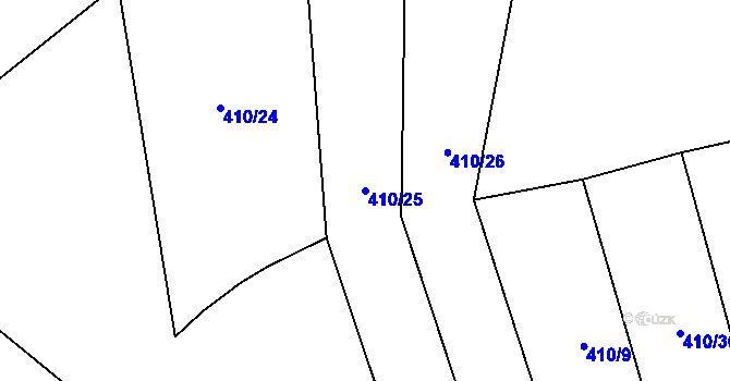 Parcela st. 410/25 v KÚ Žichlice u Hromnic, Katastrální mapa